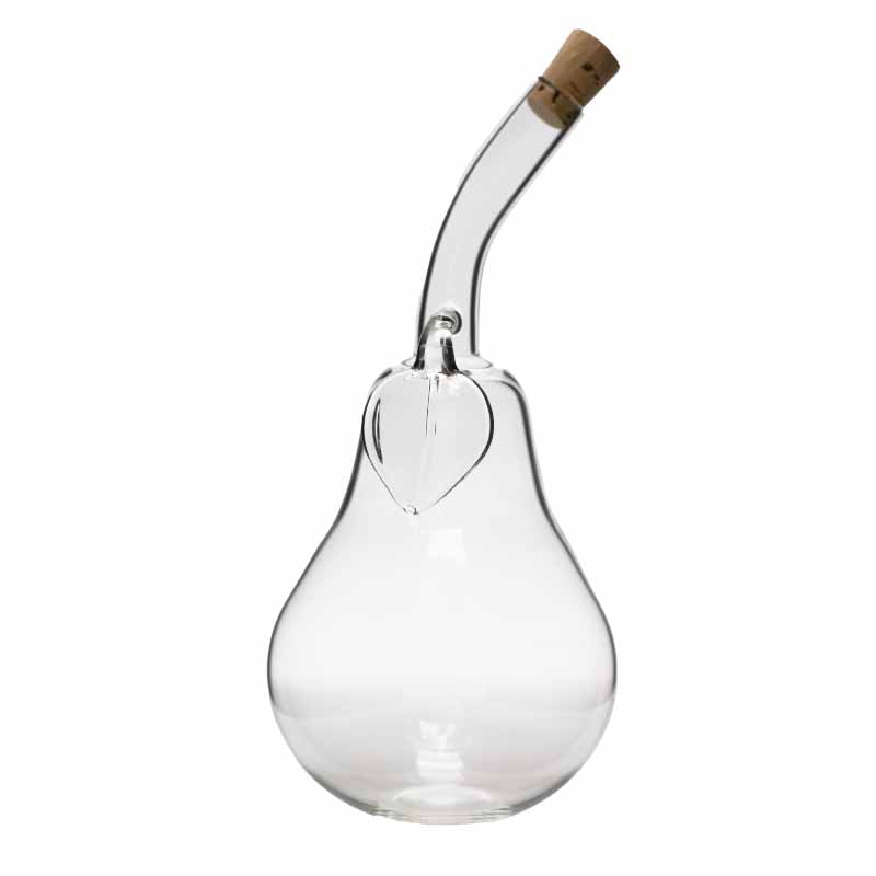 mundgeblasene Flasche | 200ml | Birne mit Blatt (klein) | mit Spitzkorken