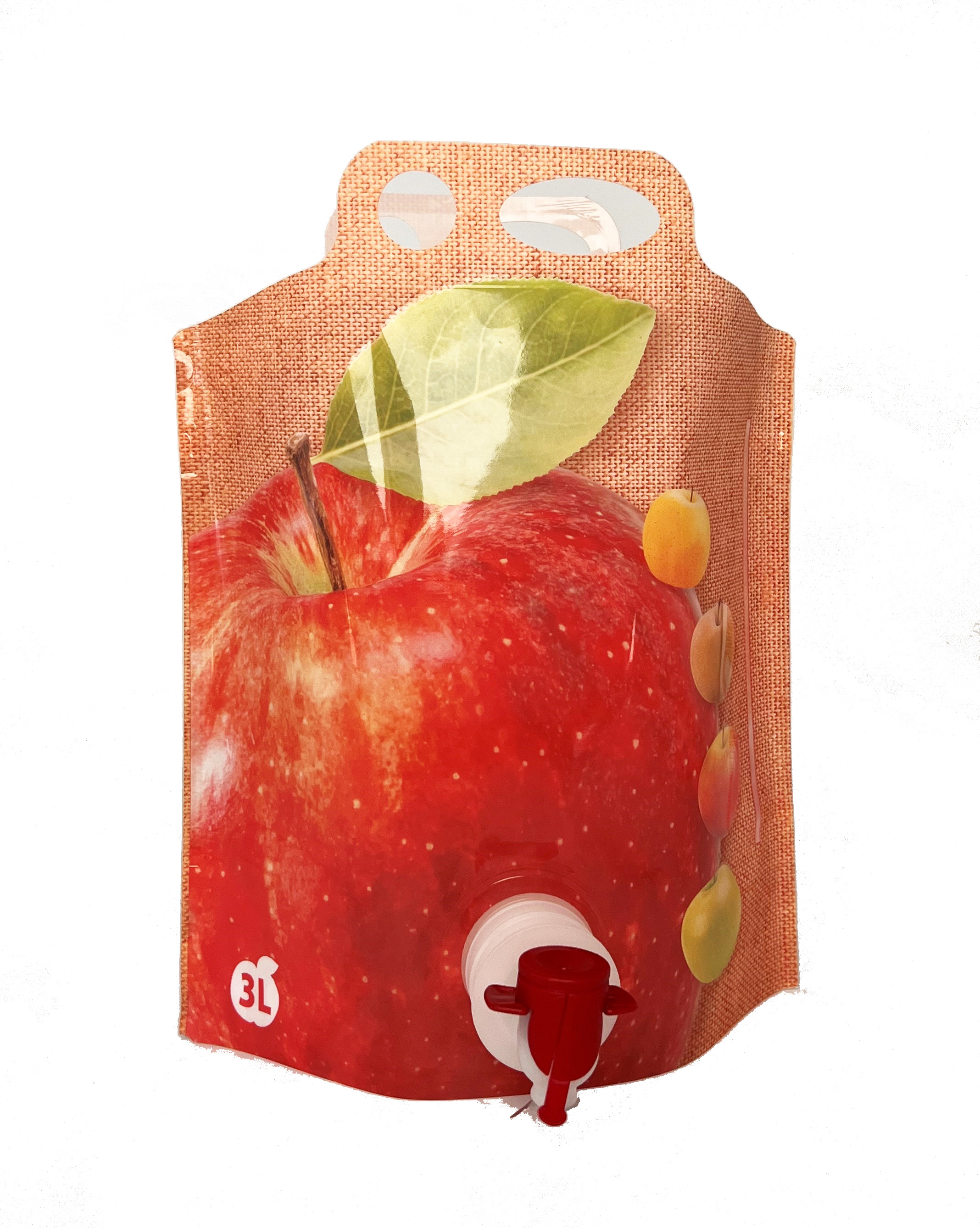 Bag in Box Pouch up  Beutel (Saft), 3 Liter, mit Apfelmotiv GROß, Auslauf Mitte