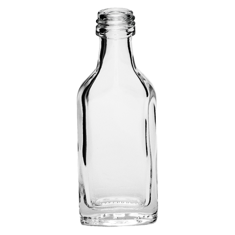 Portionsflasche | 20ml | eckig-abgerundet | PP18 Mündung | OHNE VERSCHLUSS