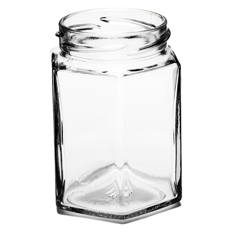 Weithalsglas | 190ml | 6-eckig | TO 58mm | OHNE VERSCHLUSS