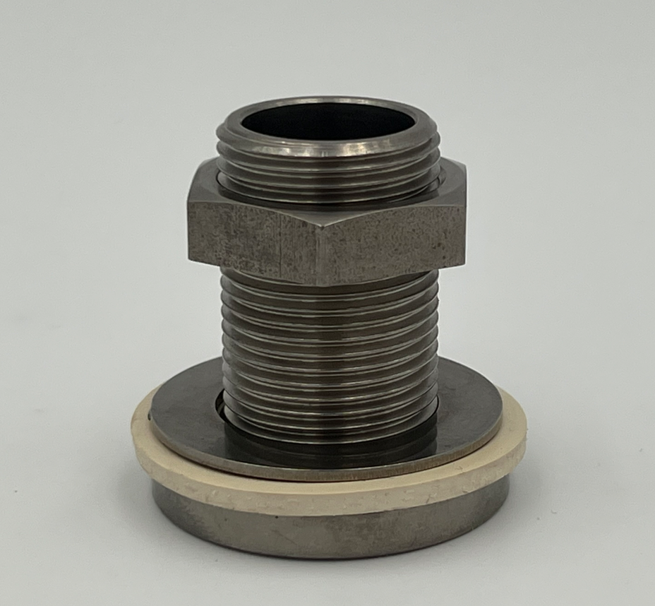 Büttenanschlußstück | 1/2" | komplett | aus Edelstahl | mit Mutter, U-Scheibe, Dichtung