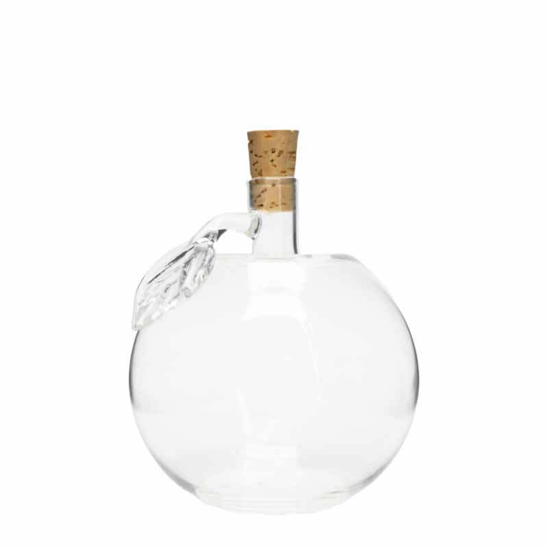mundgeblasene Flasche | 200ml | Apfel mit Blatt (klein) | mit Spitzkorken