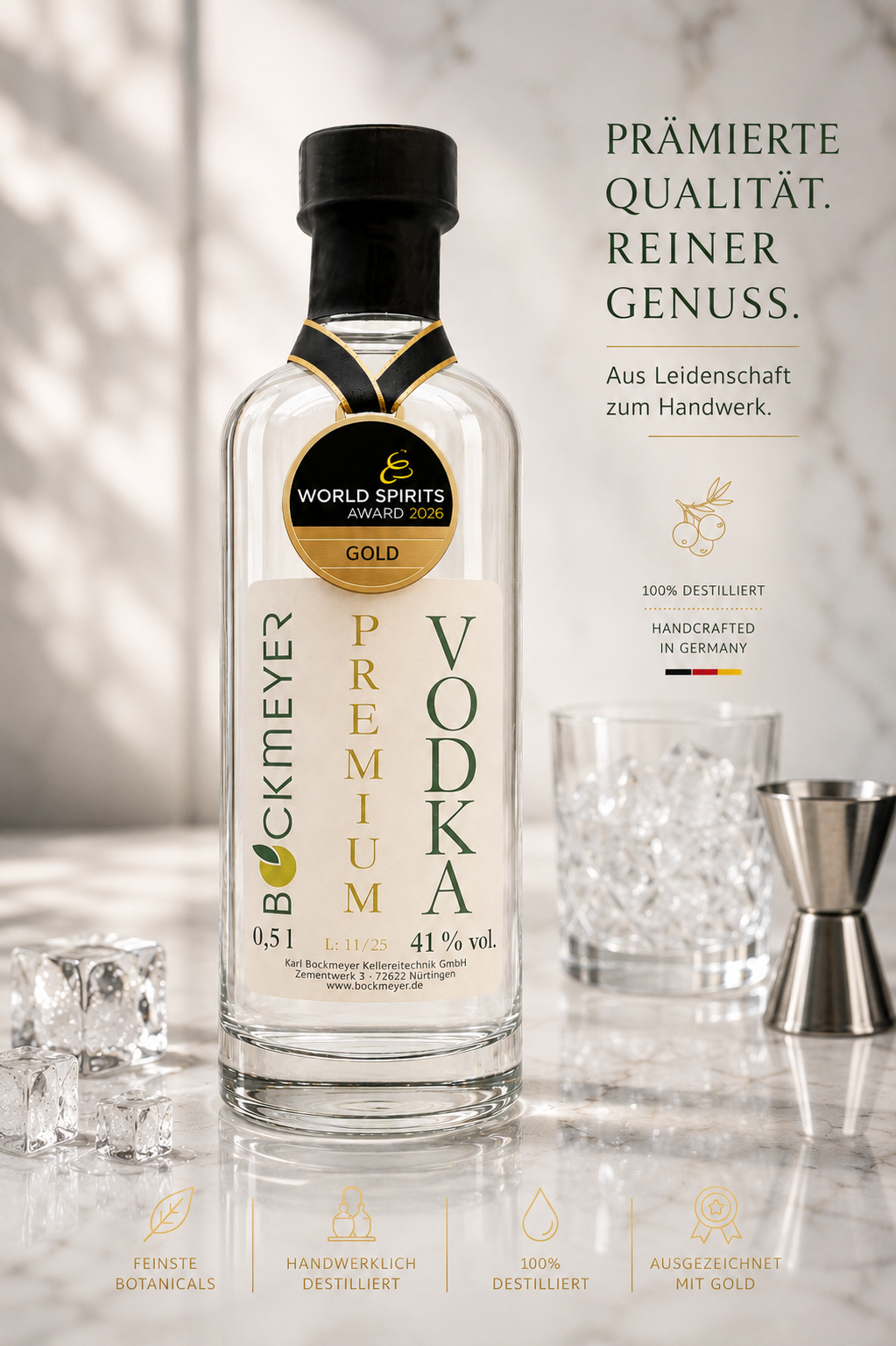 2l | BOCKMEYER PREMIUM VODKA  | 41% vol. Alk.