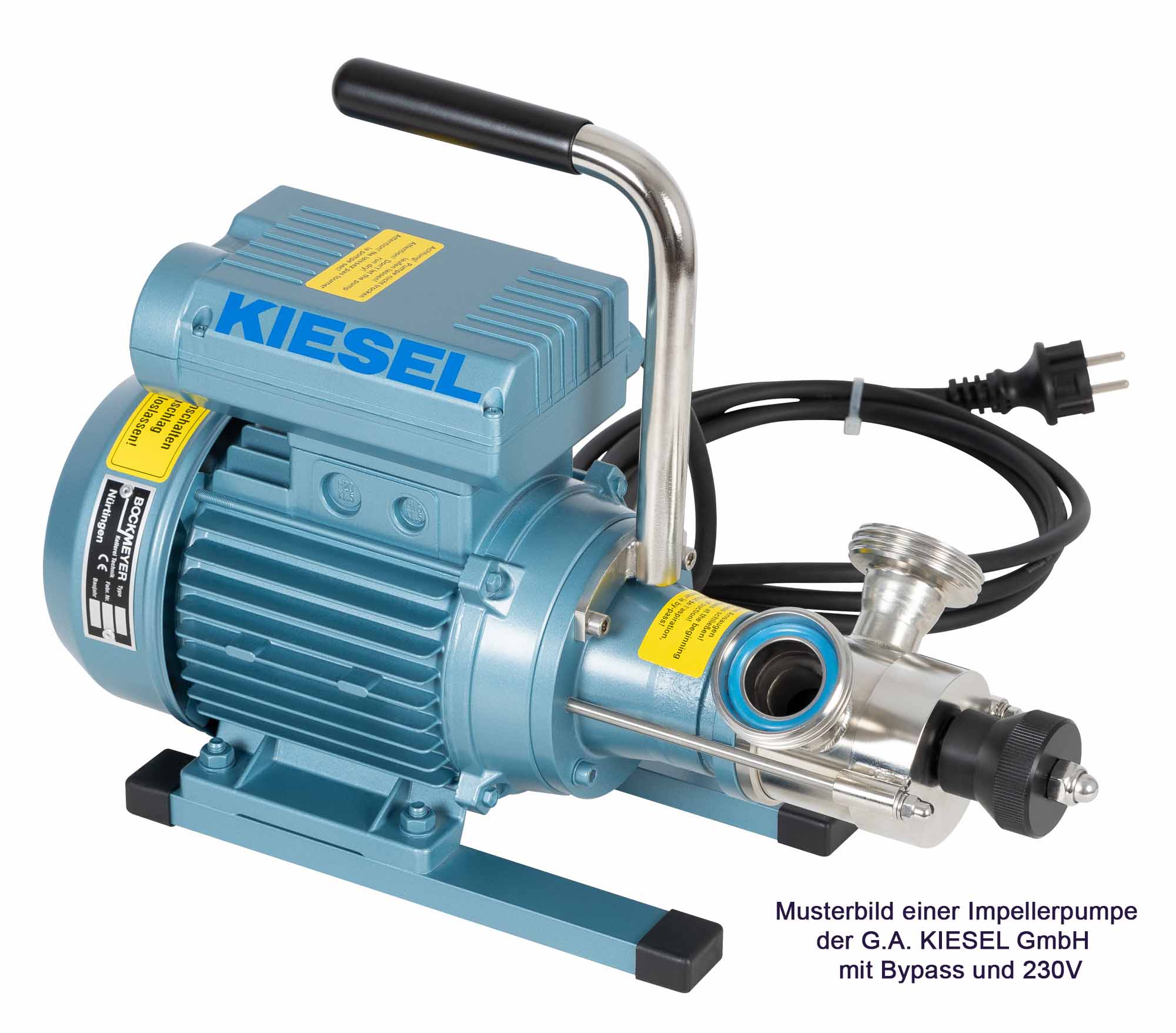 Impellerpumpe | IP03 | mit Bypass | 230V | Ein- / Auslass: 90° | Anschlüsse: DN25 | KIESEL