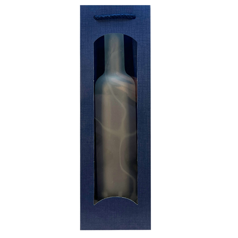 Tragetasche | f. 1 Flasche | blau | Karton: Struktura | mit Sichtfenster