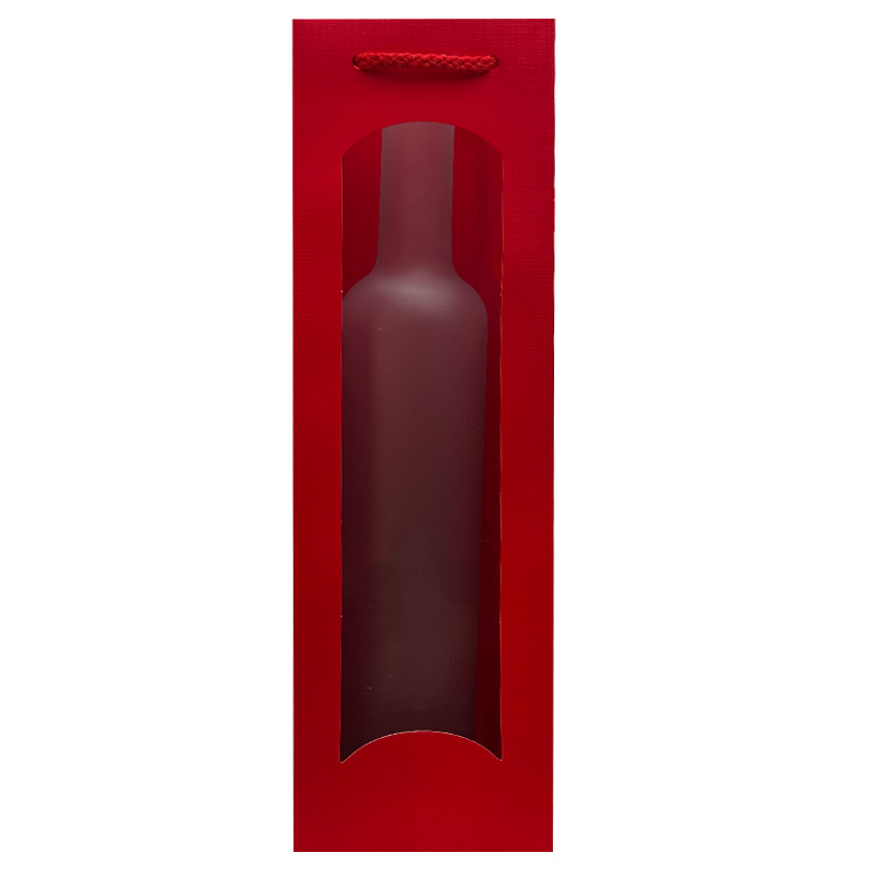 Tragetasche | f. 1 Flasche | rot  | Karton: Struktura | mit Sichtfenster