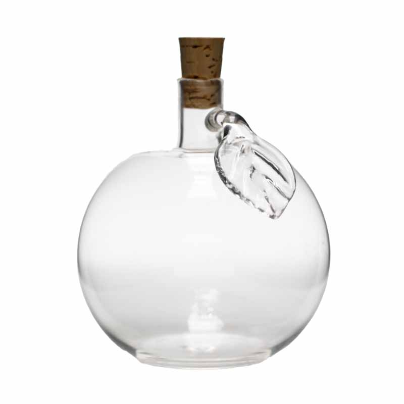 mundgeblasene Flasche | 200ml | Apfel mit Blatt (klein) | mit Spitzkorken