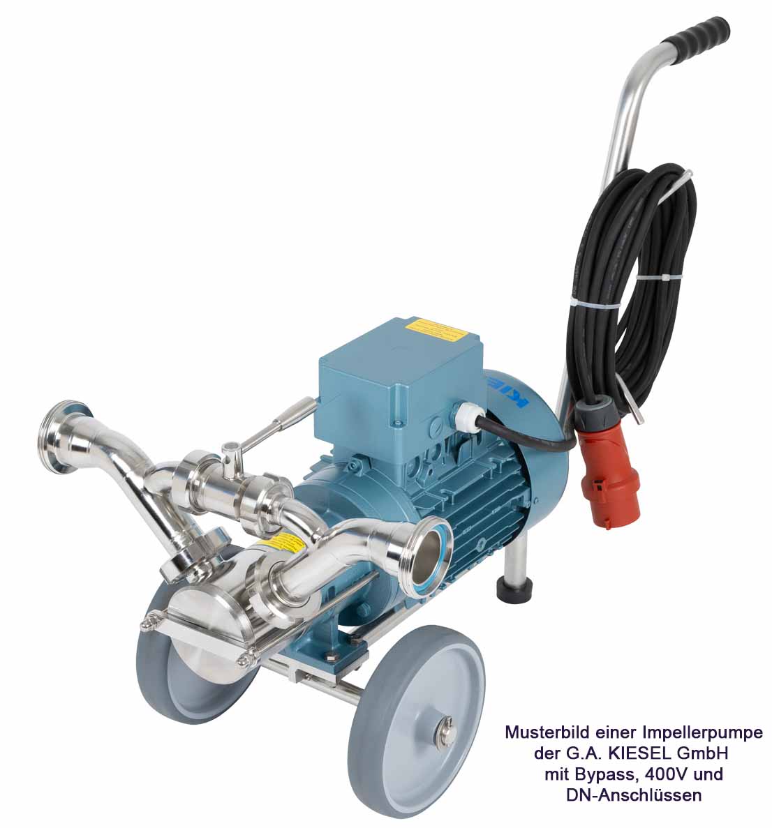 Impellerpumpe | IP10 | mit Bypass | 400V | Ein- / Auslass: 90° | Anschlüsse: DN40 | KIESEL