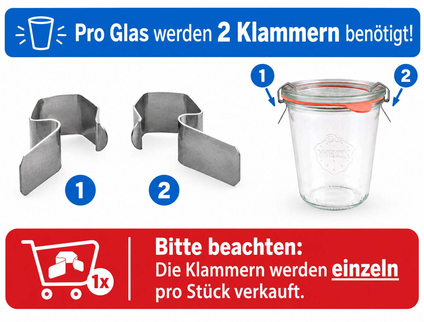 WECK Einweck-Klammer | Edelstahl | einzeln