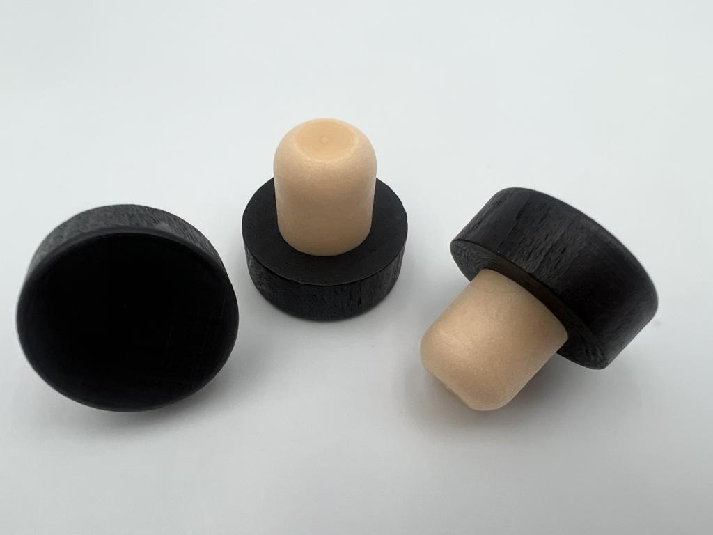 Holzgriffkorken Ø 19mm mit 34er Kopf schwarz | PE-Korken | Unzertrennlich