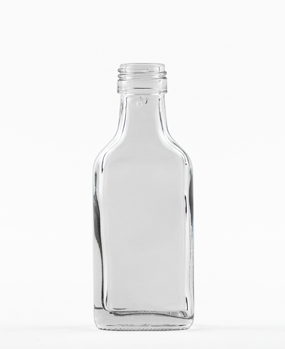 Portionsflasche 20 ml eckig-abgerundetg, weiß (OHNE VERSCHLUSS)