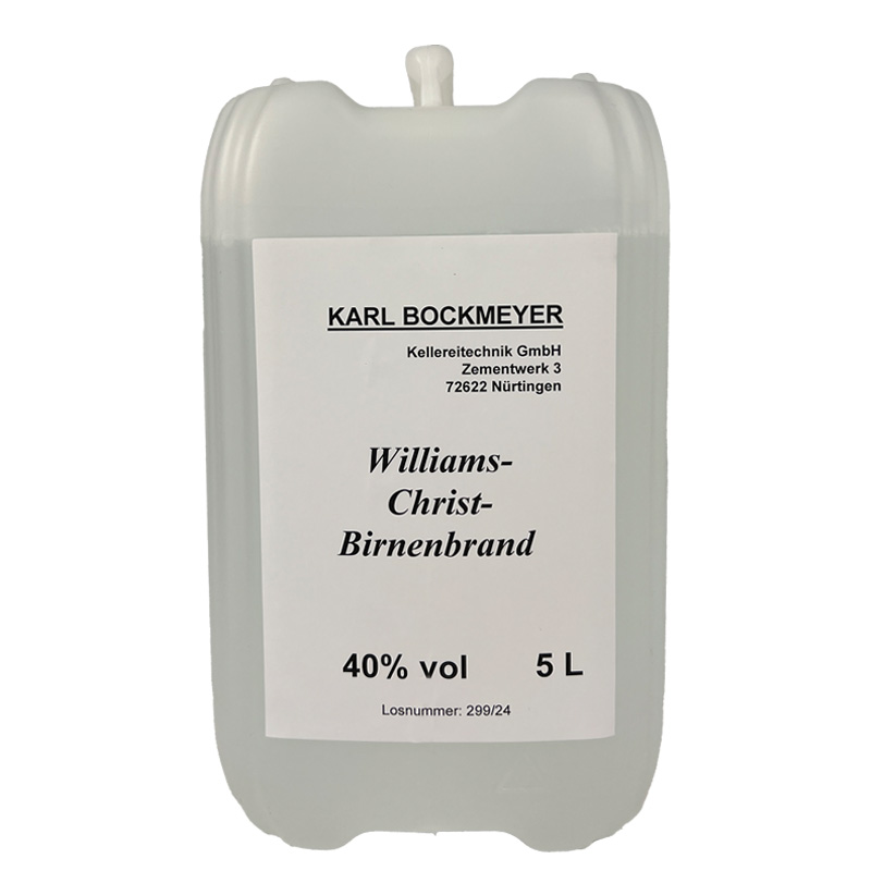 Südtiroler Williams Birnenbrand | 40% vol Alk. | 5 l Kanister