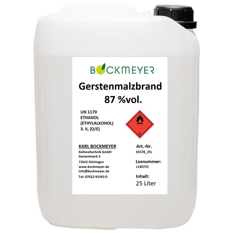 Gerstenmalzbrand | 87% vol Alk.  | 25l Kanister