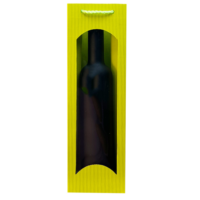 Tragetasche | f. 1 Flasche | limette | Karton: Welle | mit Sichtfenster